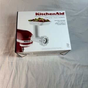Brand New Never Used KitchenAid White and Red Food Grinder Attachment